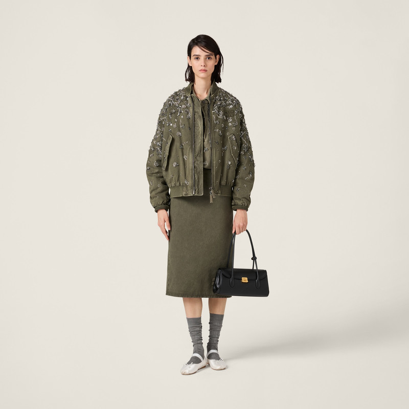 Miu Miu Garment-dyed gabardine bomber jacket outlook