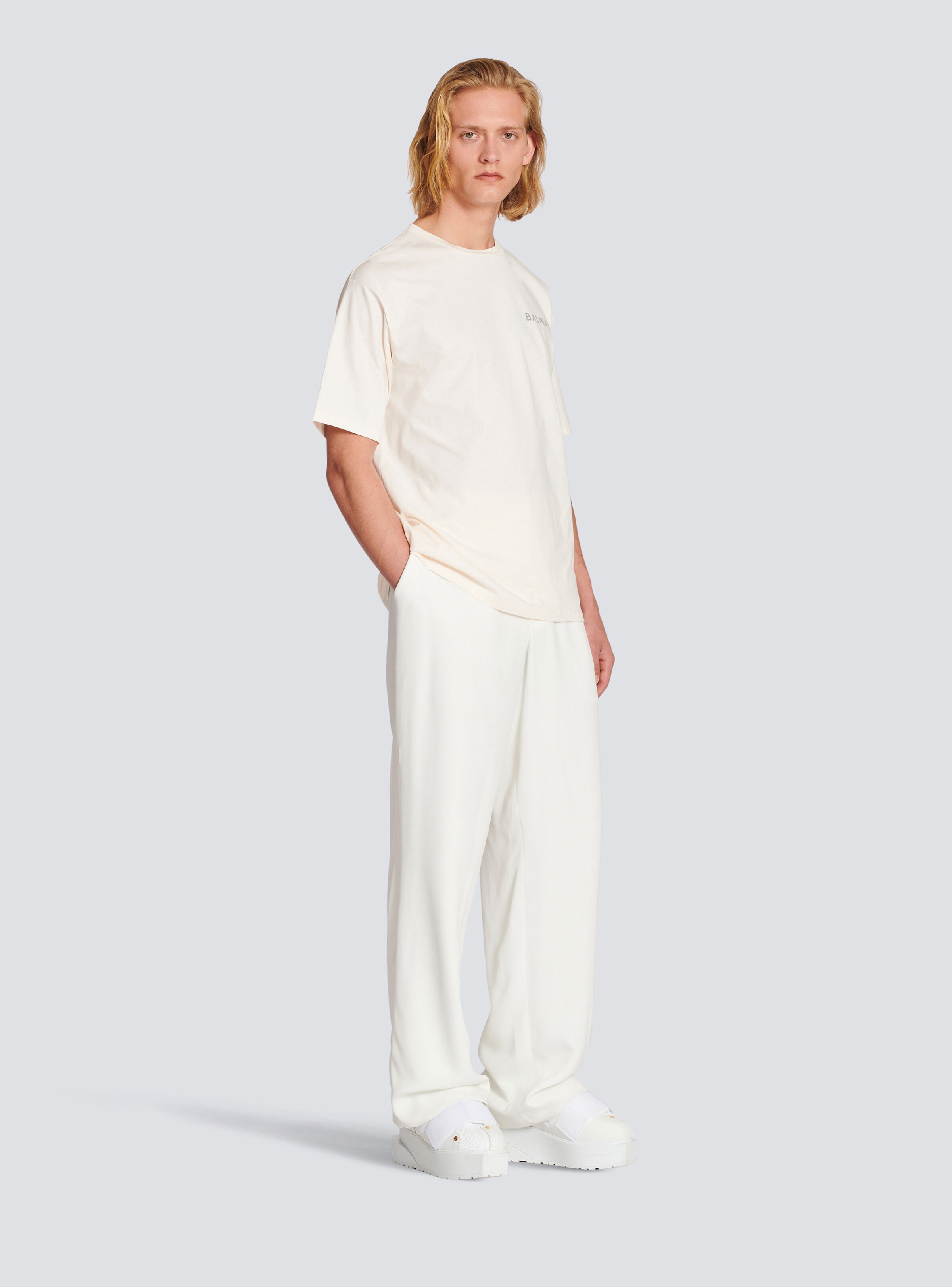 Cotton T-shirt with small Balmain Paris logo - 3