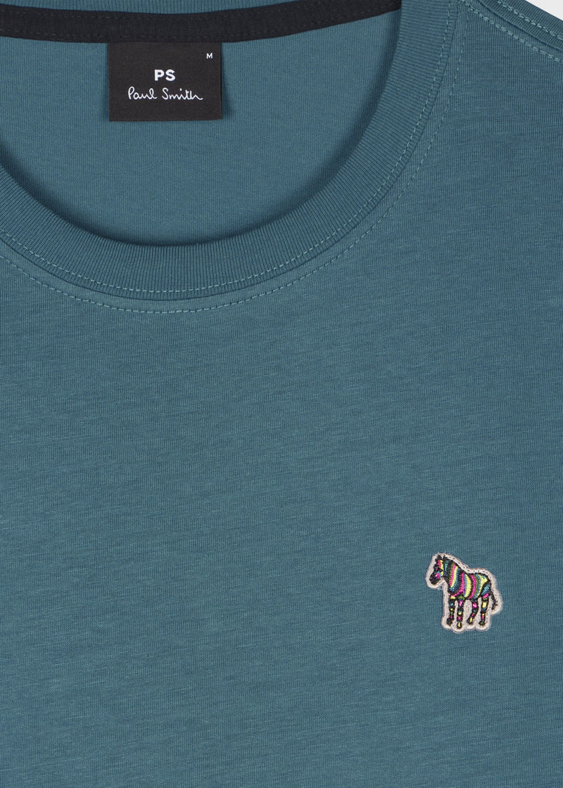 Paul Smith Teal Blue Organic Cotton Zebra Logo T-Shirt outlook
