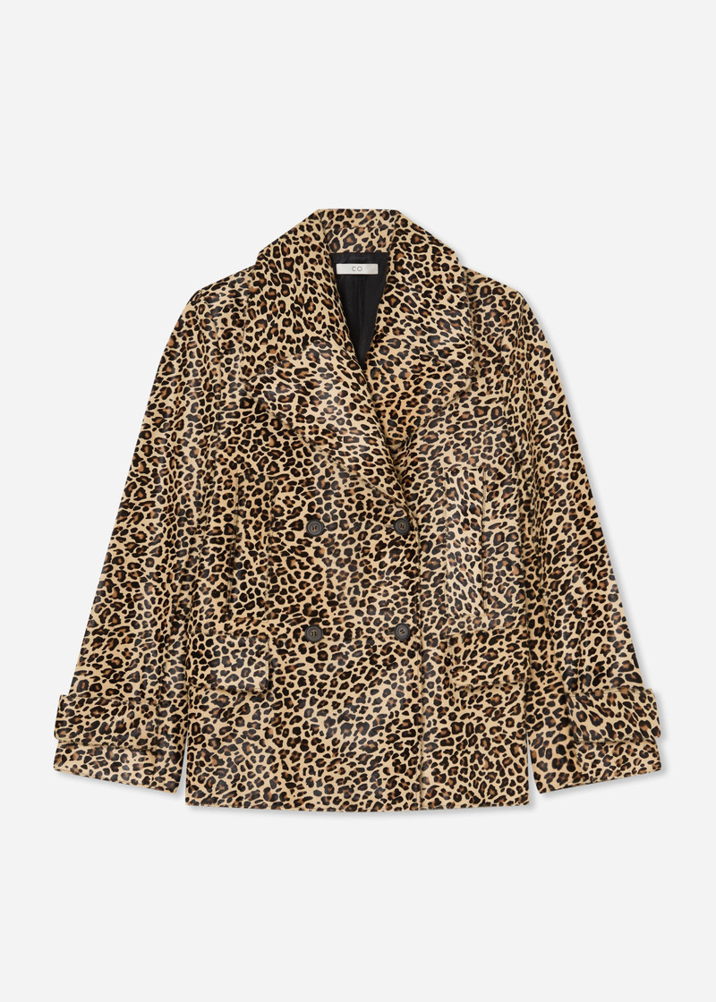 Double Faced Leopard Peacoat in Calf Hair 1
