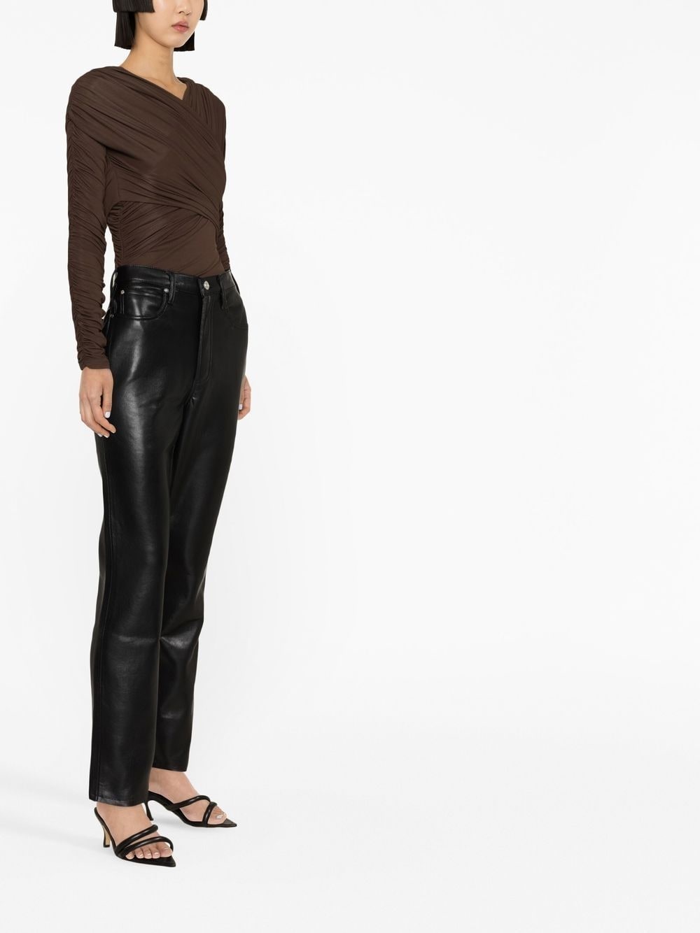 recycled leather-blend trousers - 4