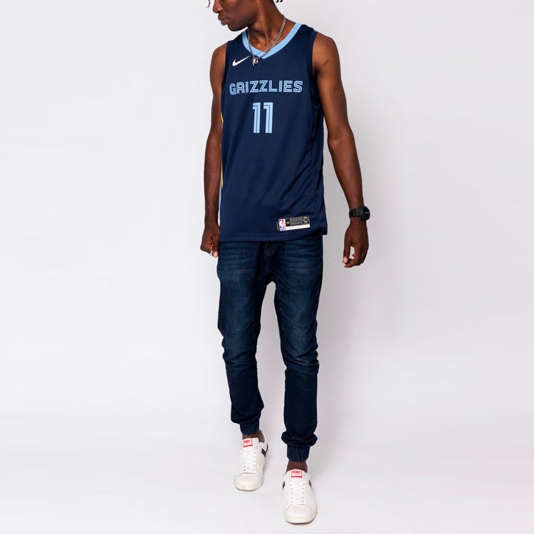 Nike NBA Casual Sports Basketball Vest SW Fan Edition Memphis Gray Memphis Grizzlies 11 Navy Blue AA - 3