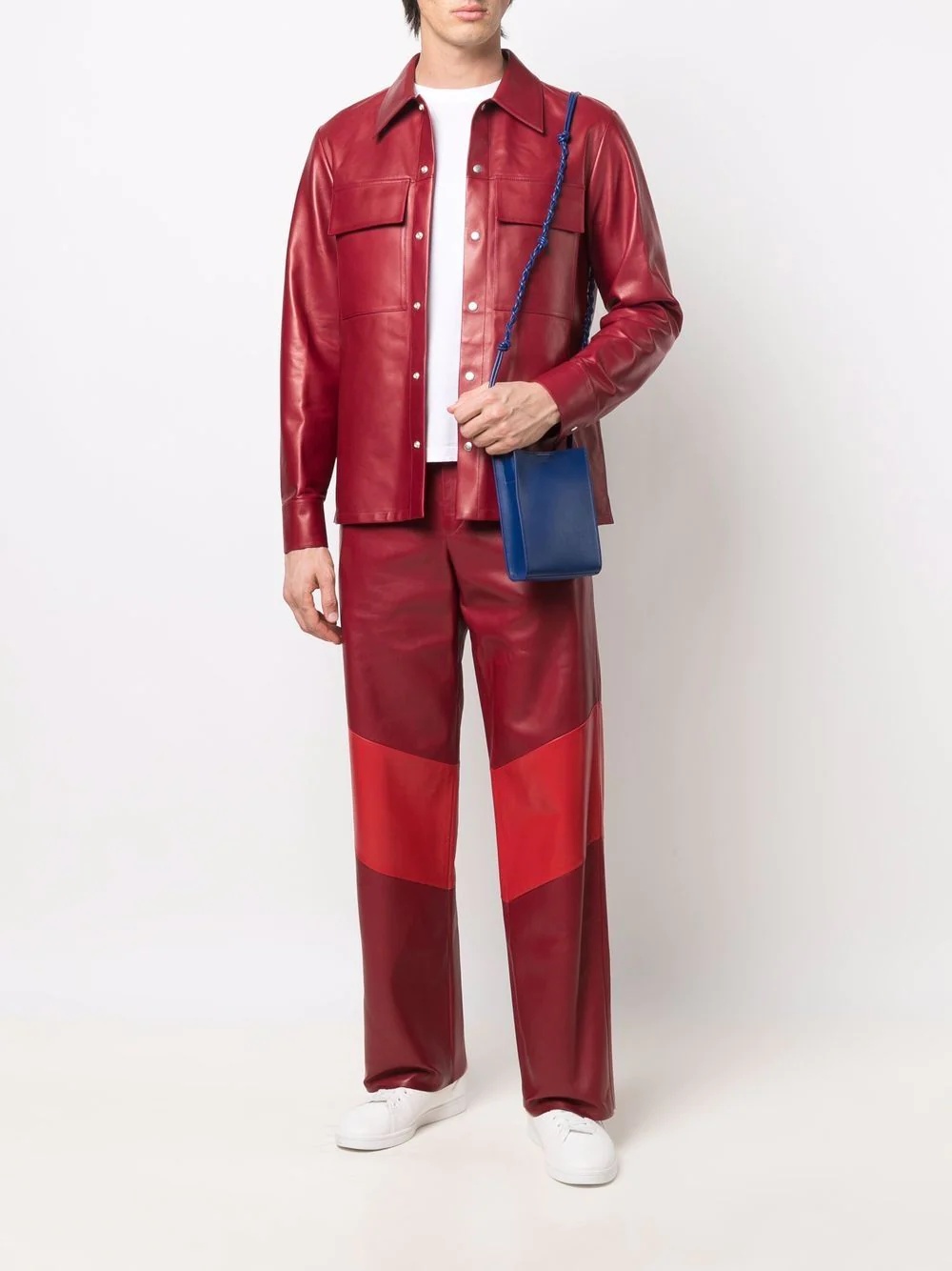 lambskin stripe-pattern trousers - 2