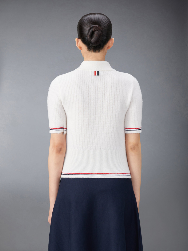 Thom Browne Merino Wool Brushed Tuck Stitch Keyhole Polo outlook