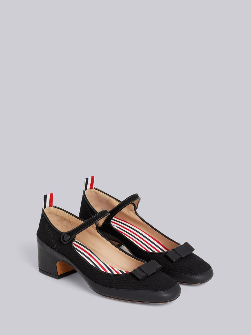 Black Cotton Canvas Thom John Tennis Block Heel 3