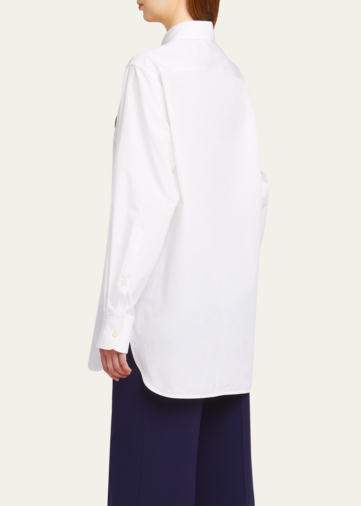 Crystal Floral Embroidered Long-Sleeve Blouse - 3