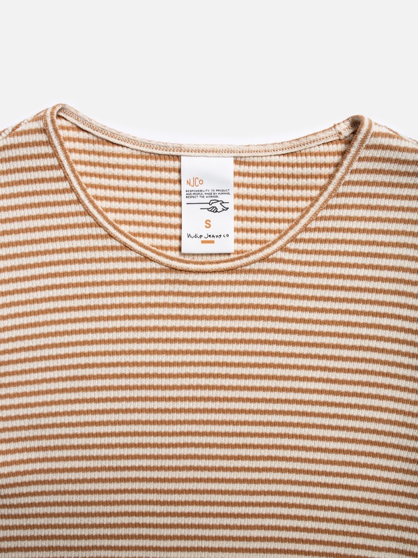 Jessy Striped Rib LS T-Shirt Brown/Offwhite Multi - 2