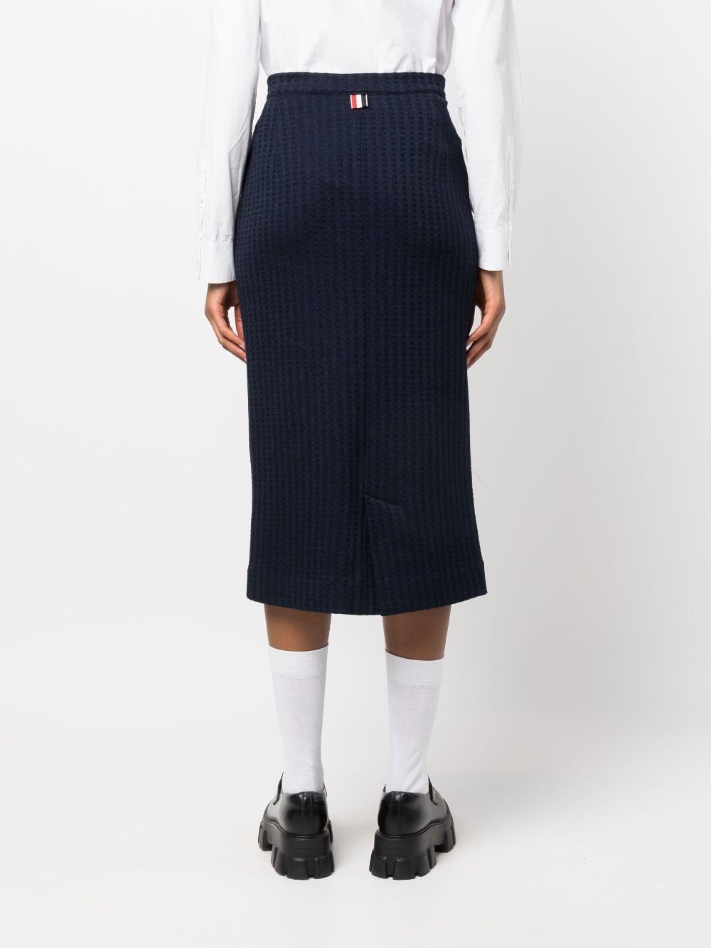 logo-patch jacquard skirt - 4