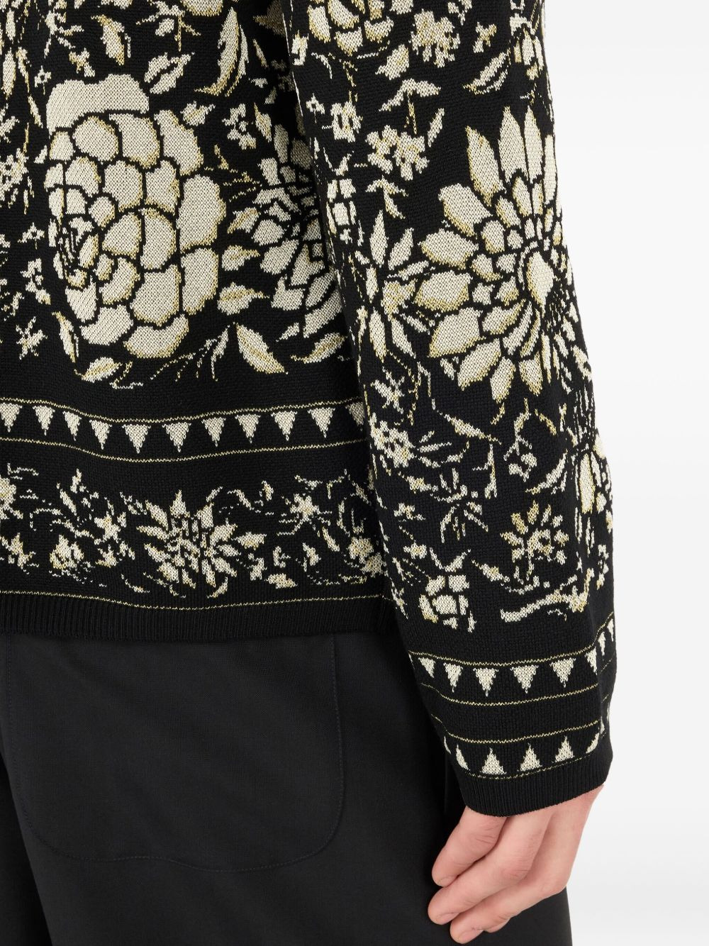 floral-pattern wool sweater - 5