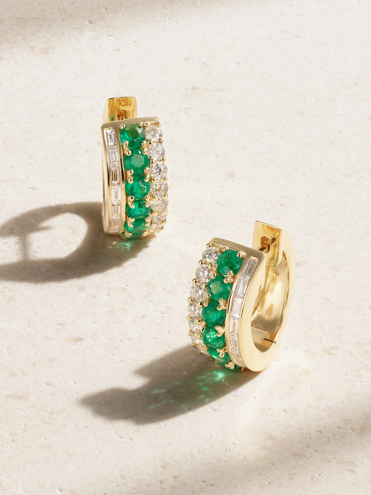 Lola 18-karat Gold, Emerald And Diamond Hoop Earrings - 1