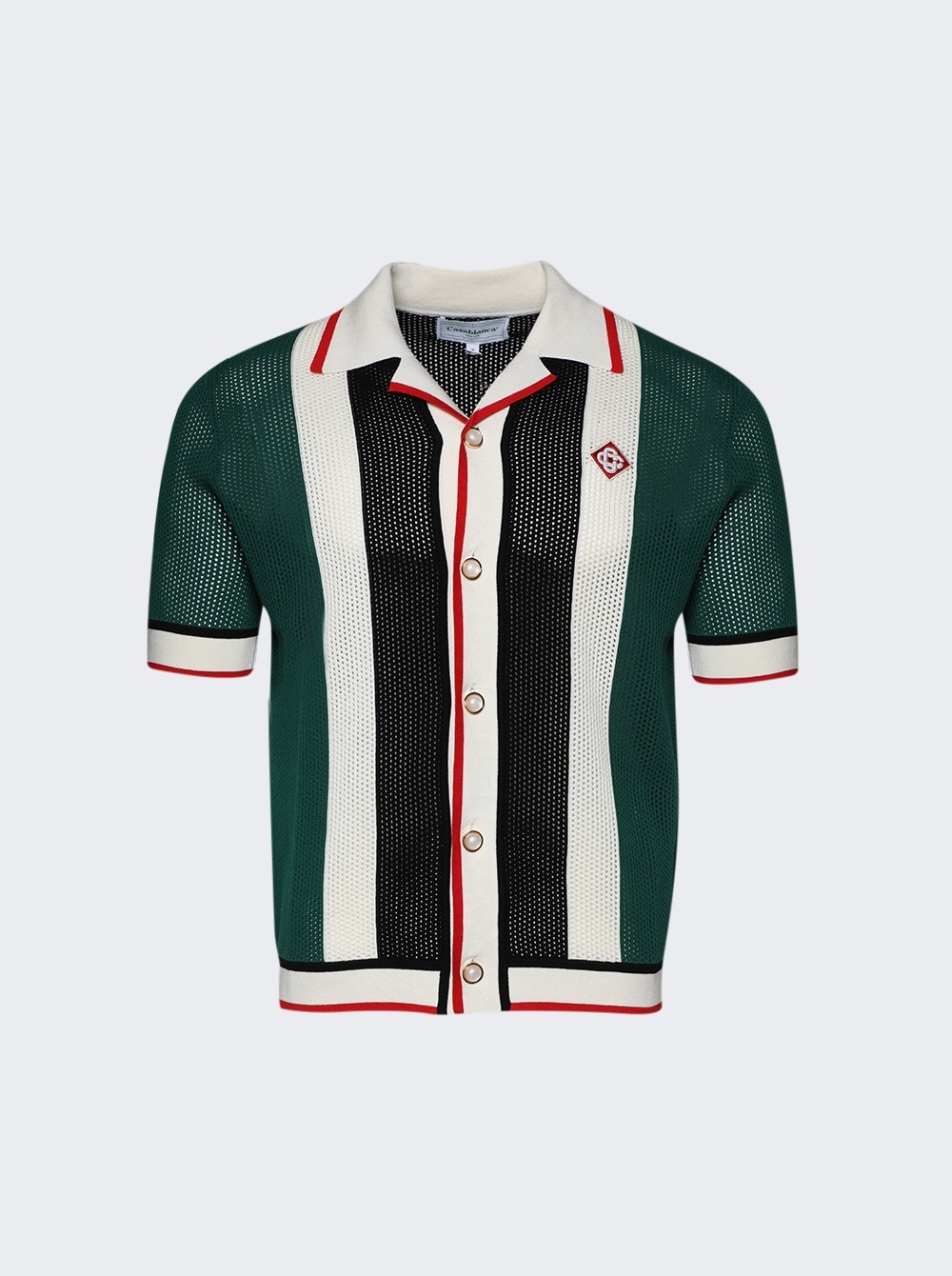 美品 CASABLANCA 2024SS グリーン キューバ襟シャツ M CASABLANCA 2024SS キューバ襟シャツ M