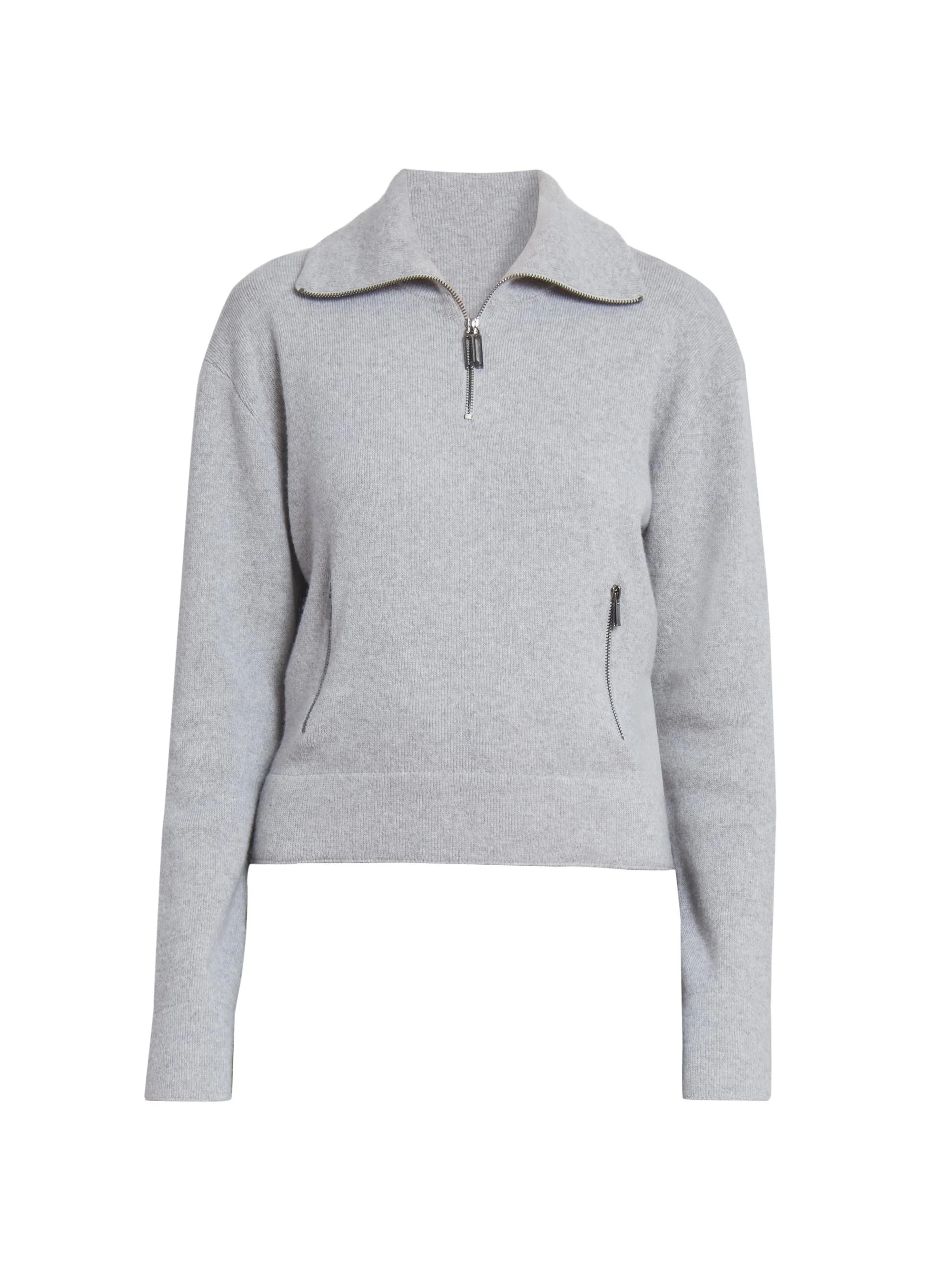 Women's Cashmere-Merino Wool Half-Zip Pullover - Grey Marl - 1