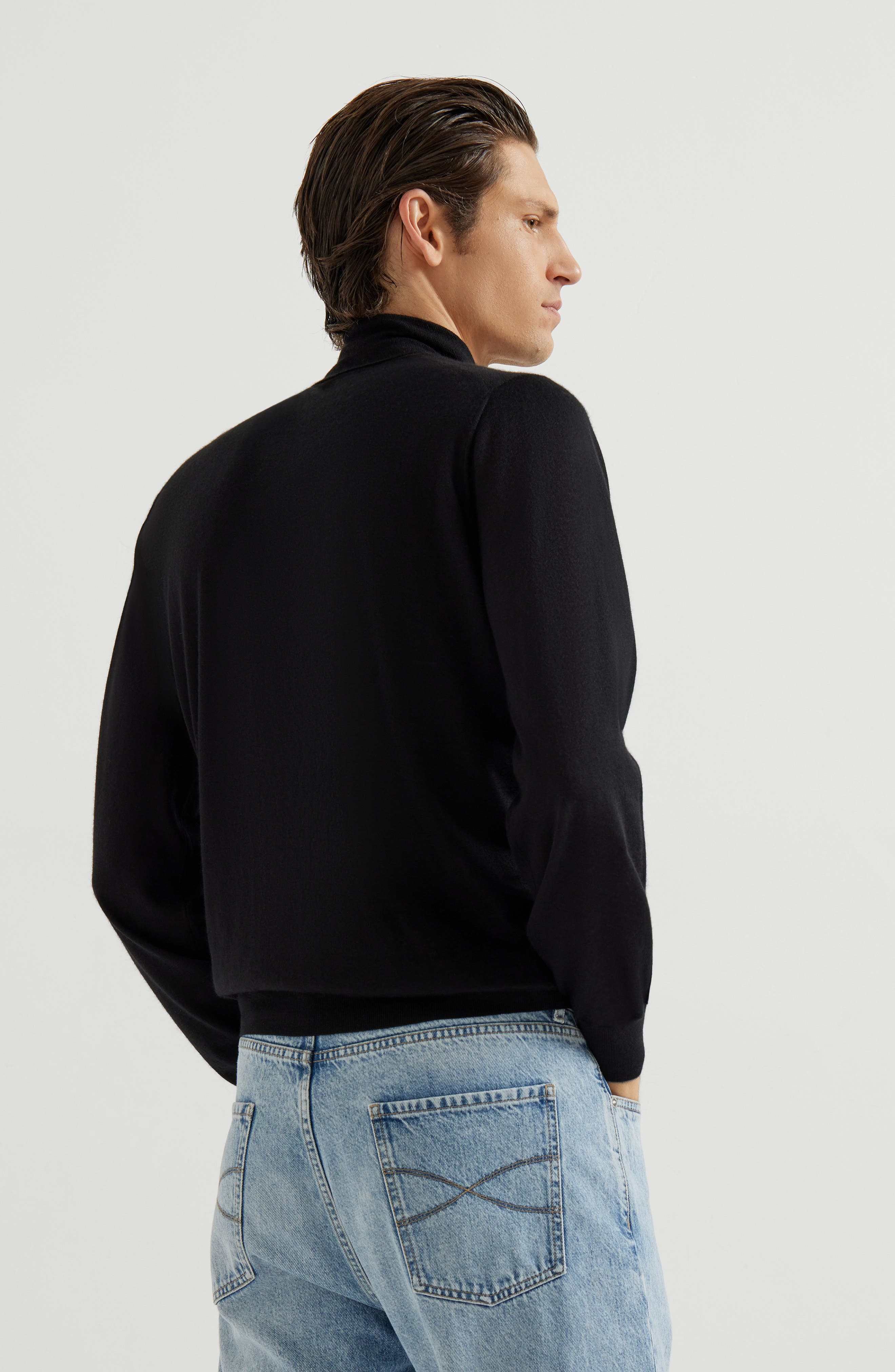 Brunello Cucinelli Cashmere and silk lightweight sweater in Black at Nordstrom - 3