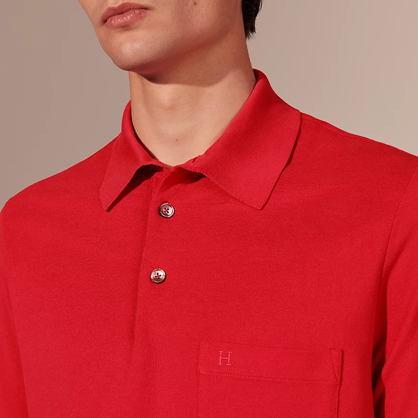 H embroidered buttoned polo shirt - 4
