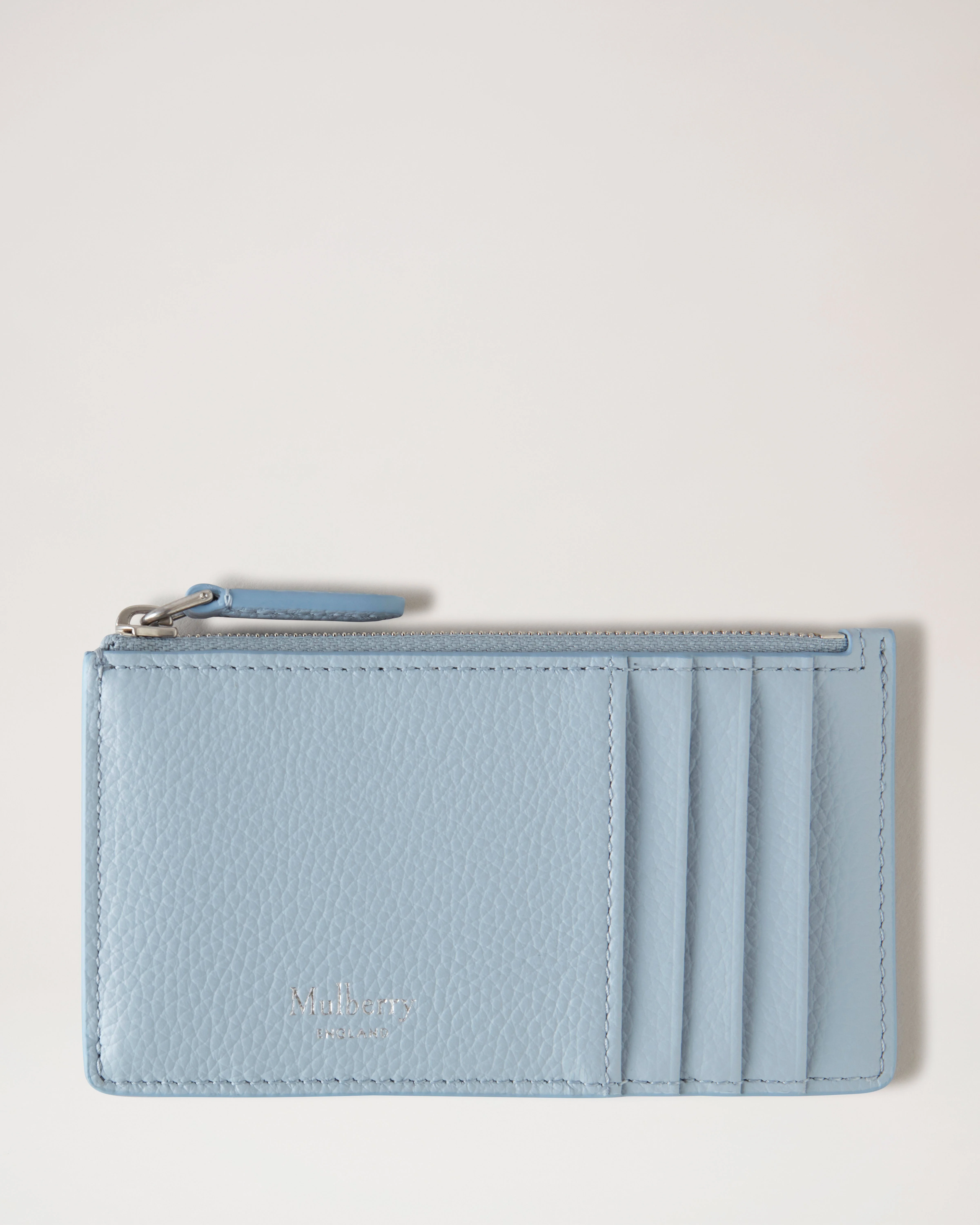 Continental Long Zipped Card Holder Poplin Blue Small Classic Grain - 1