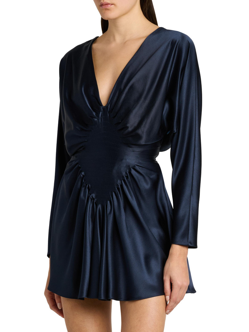 Women's Silk Satin Cocktail Minidress - Dark Navy 4