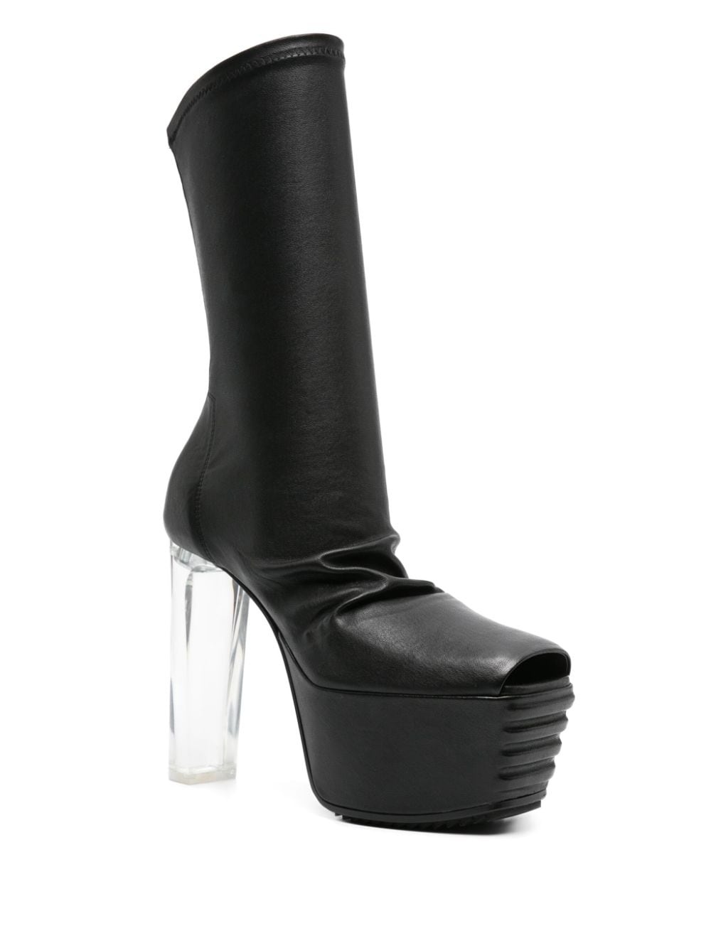 peep-toe leather mid-calf boots - 2
