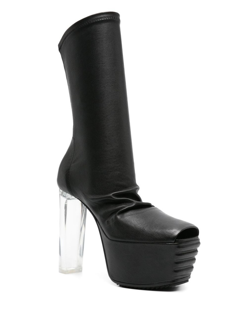 Rick Owens peep-toe leather mid-calf boots outlook