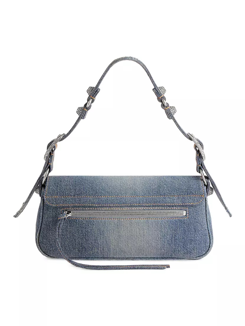 ショルダーバッグ・ポシェット BALENCIAGA LE CAGOLE SMALL SLING BAG DENIM WITH RHINESTONES Balenciaga Le Cagole Small Denim Shoulder Bag with