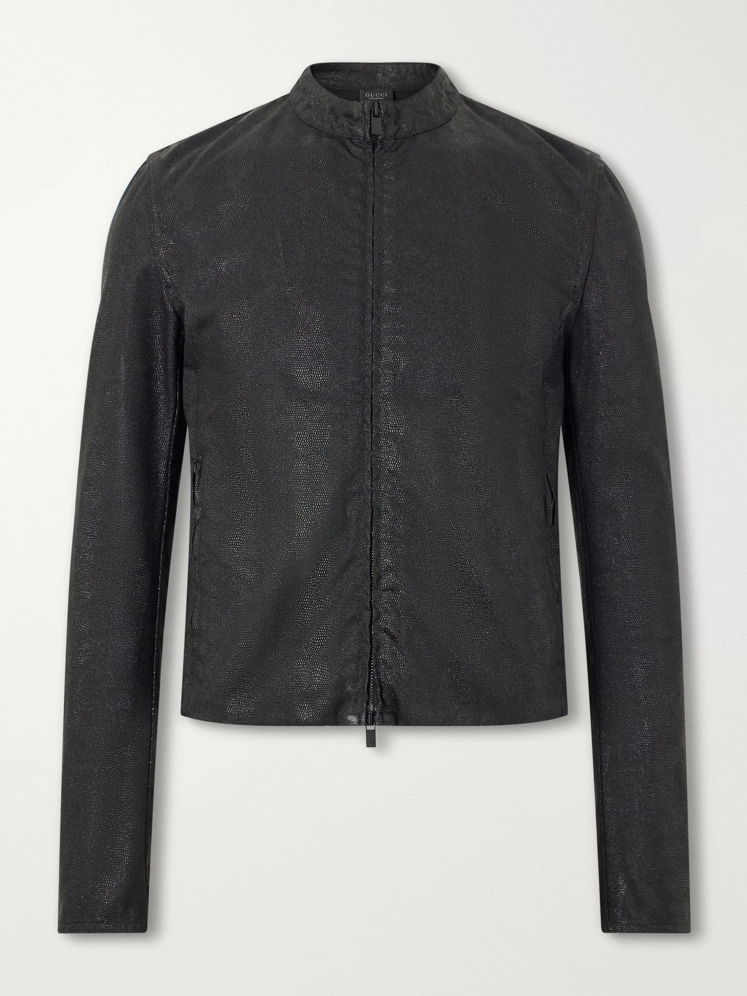 Snake-Effect Cotton-Blend Jacket Black - 1