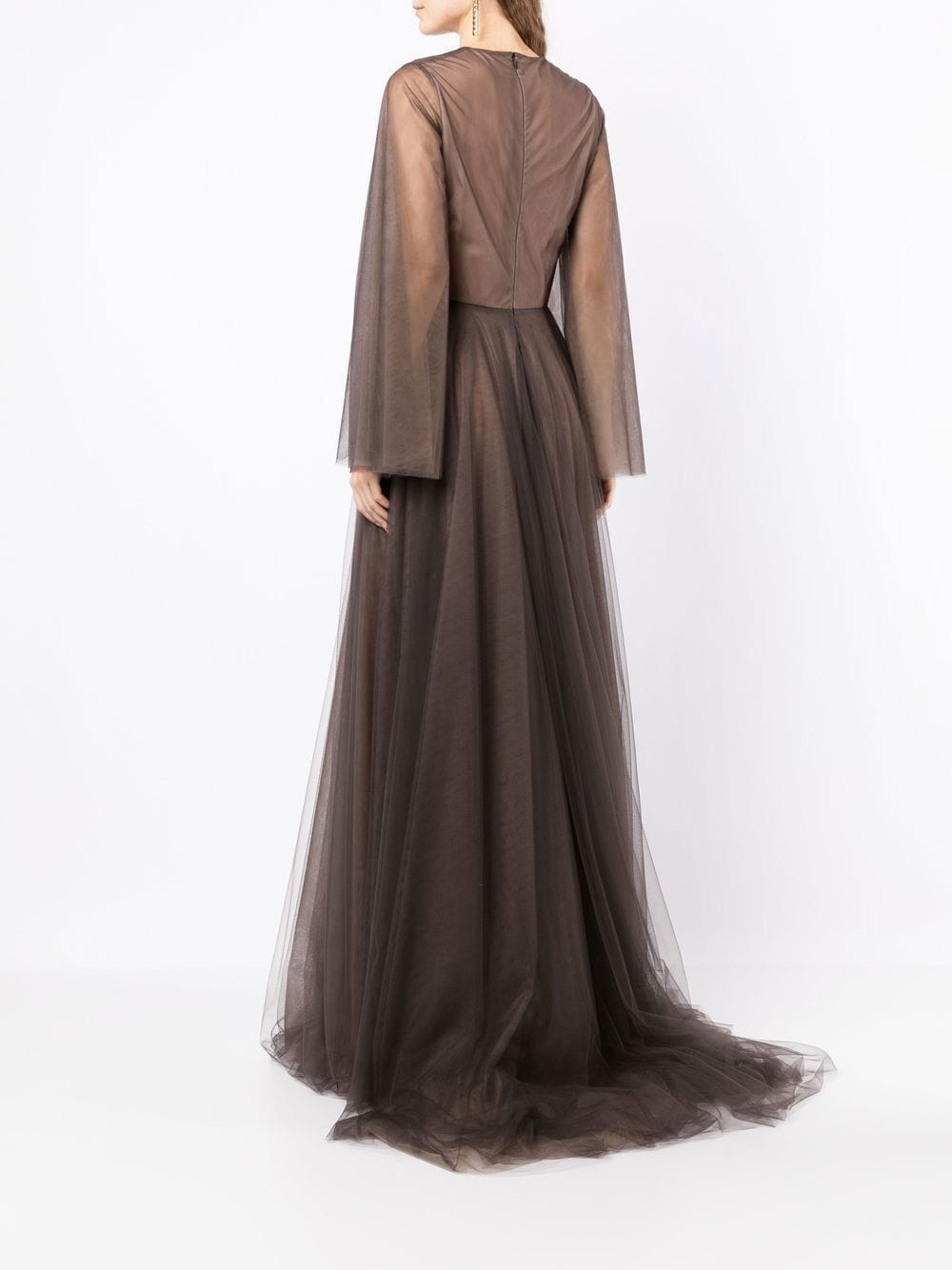 sheer-panel evening gown - 4