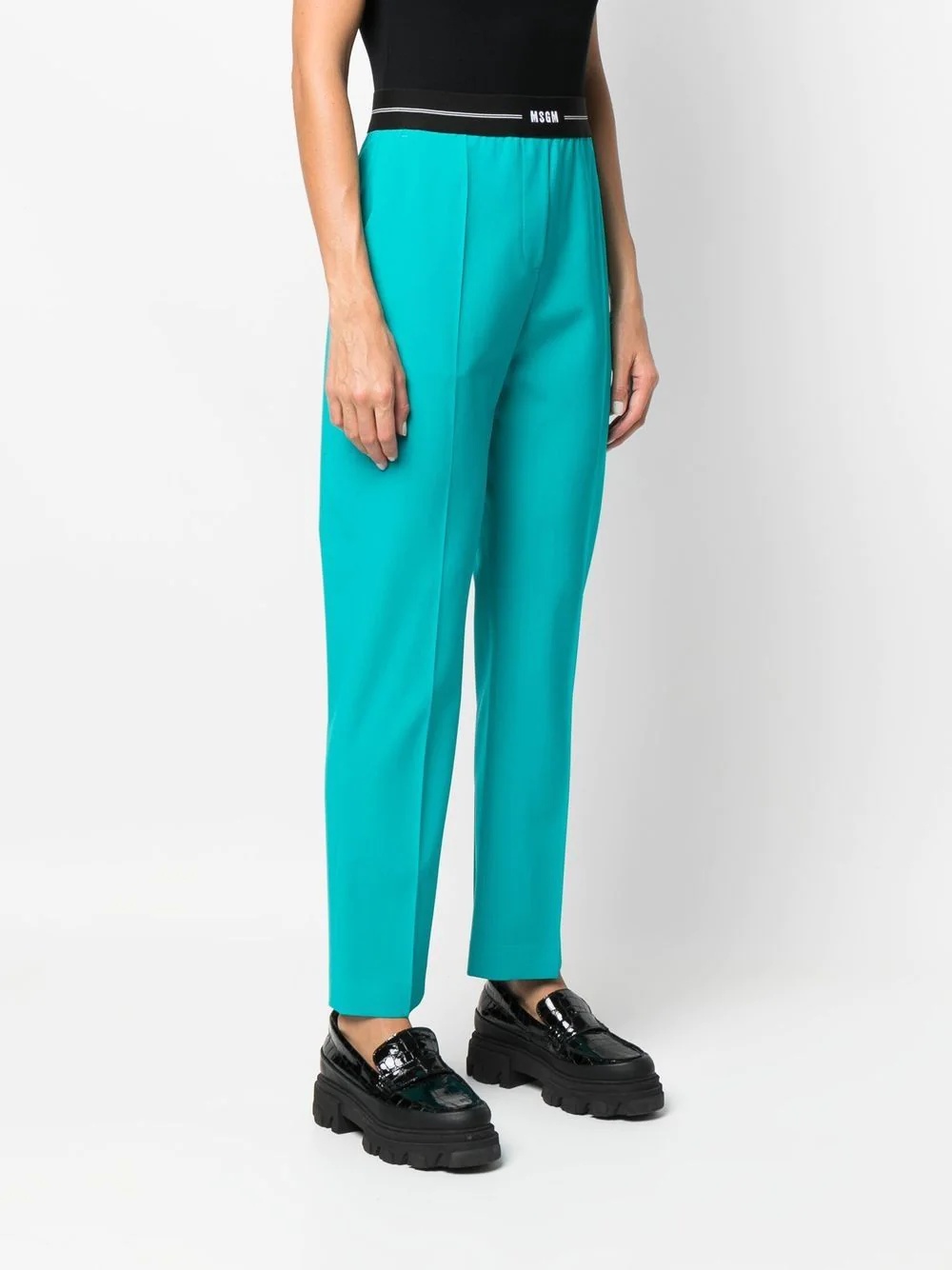 logo-waist slim tailored trousers - 3