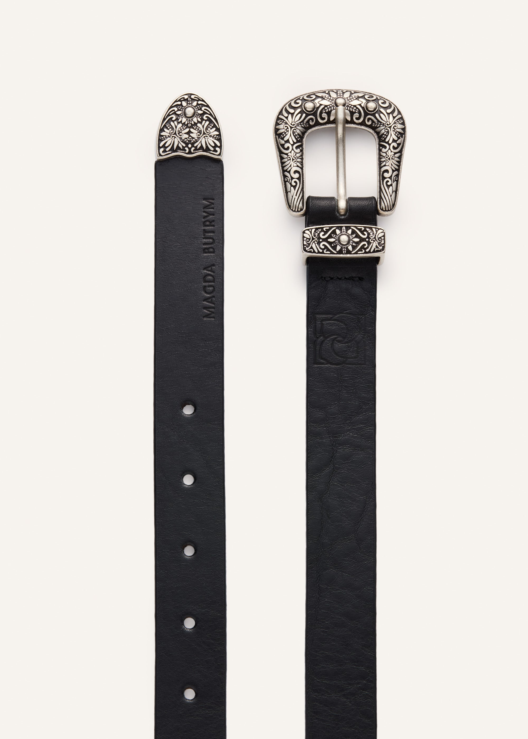 Western leather belt in black - 2