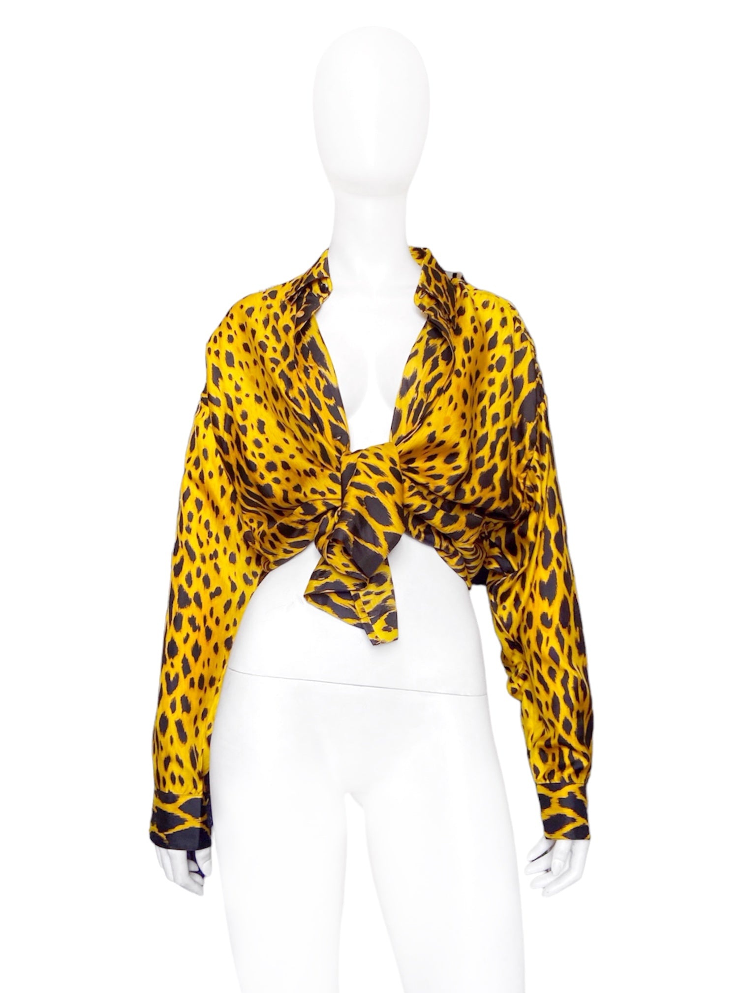 Gianni Versace Spring 1992 Men’s Leopard Print Silk Shirt 44 - 7
