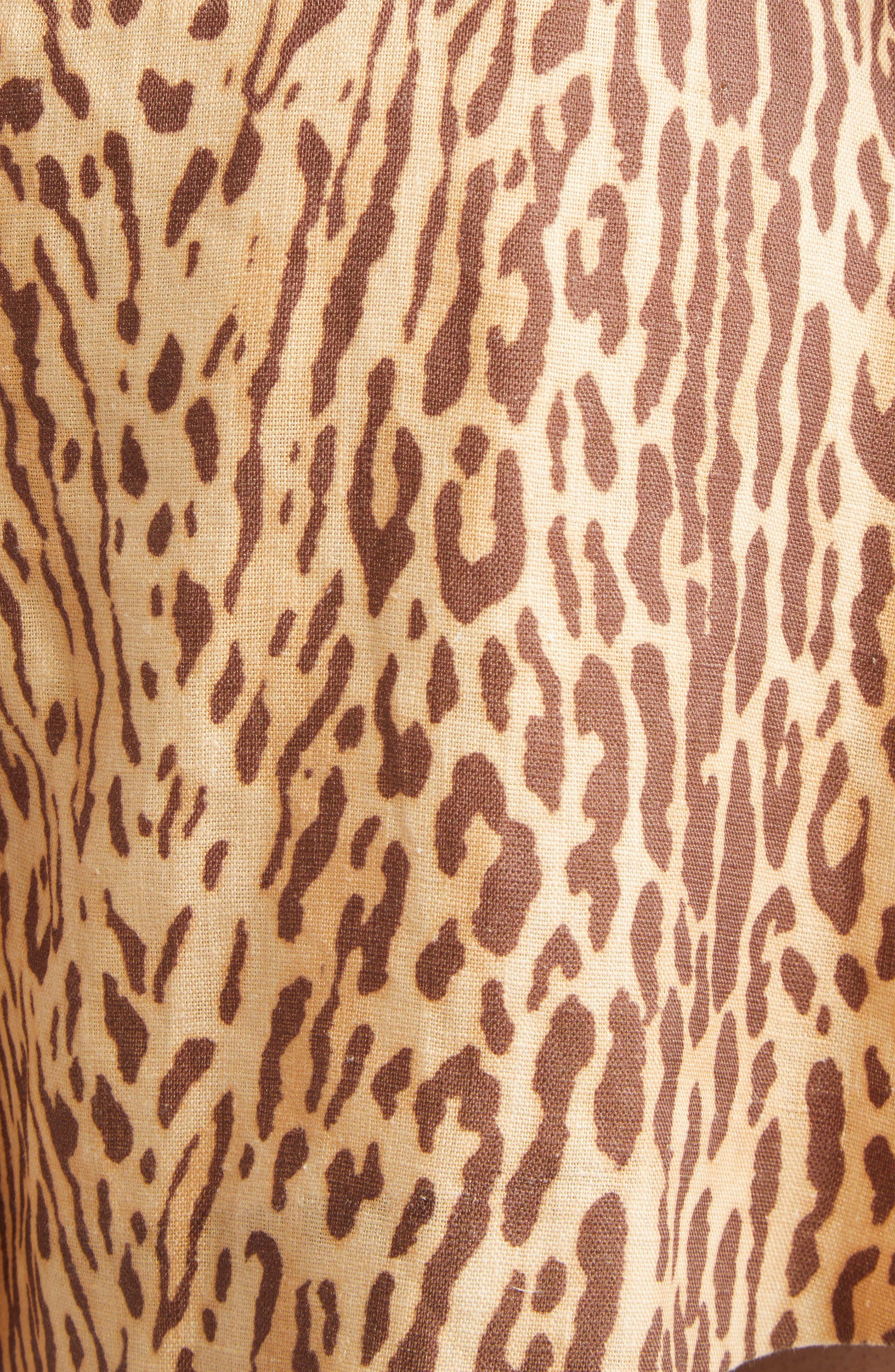 Zimmermann Cascadian Belted Linen Halter Romper in Tan Leopard at Nordstrom - 5