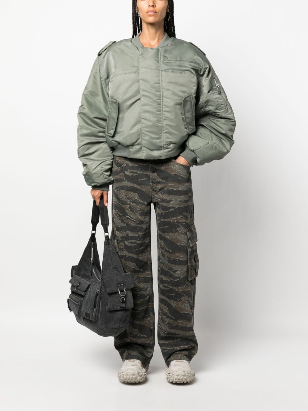 baseball-collar cropped bomber jacket - 2