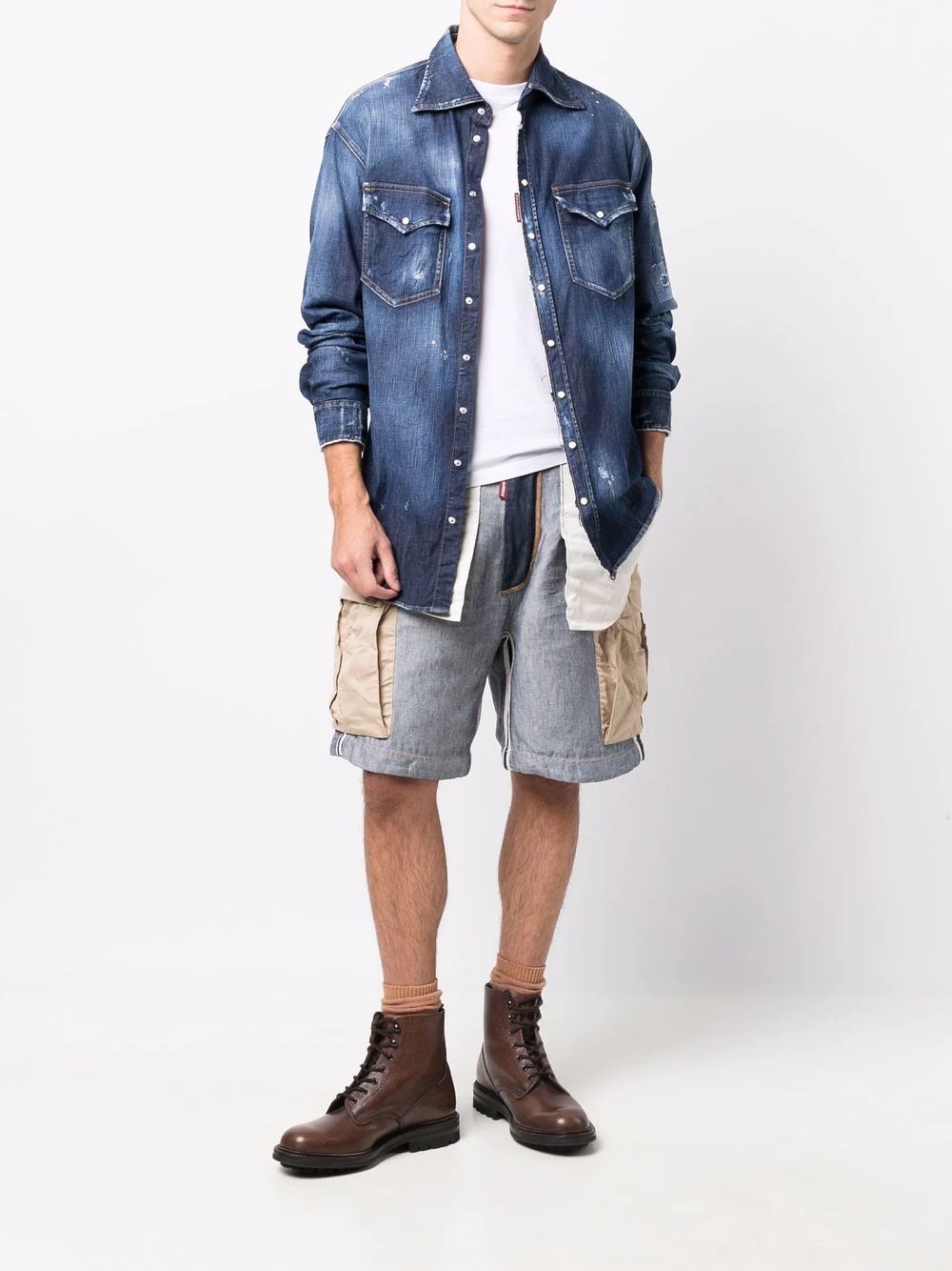 distressed-effect denim shirt - 2