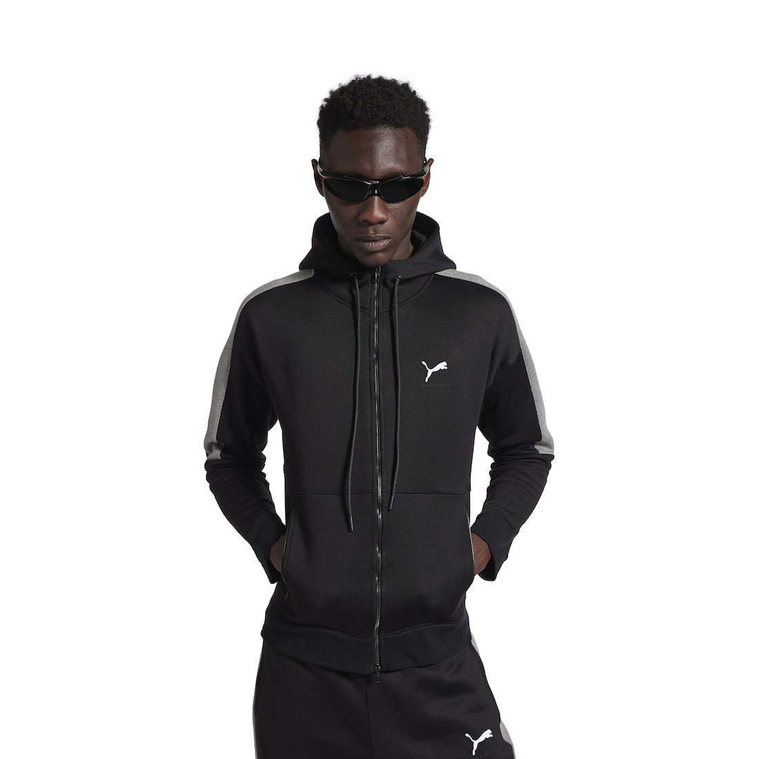 Balenciaga I Puma Hooded Tracksuit Jacket in Black/dark Heather Grey - 5