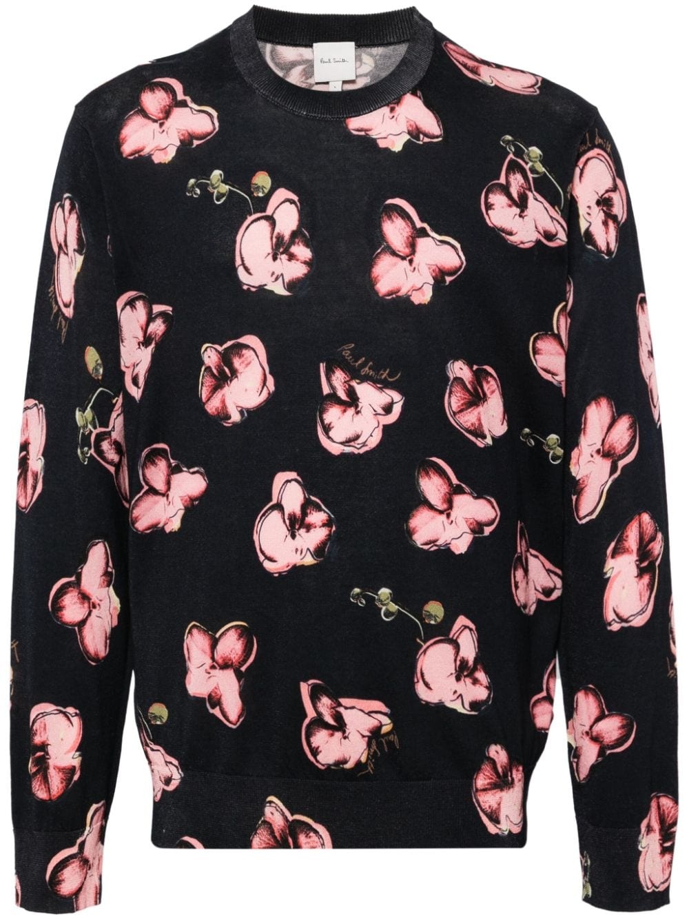 Orchid-print cotton jumper - 1