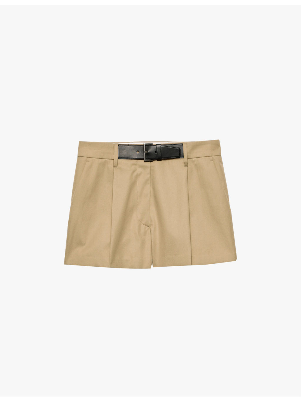 Triangle-plaque leather-belt cotton-twill shorts - 1