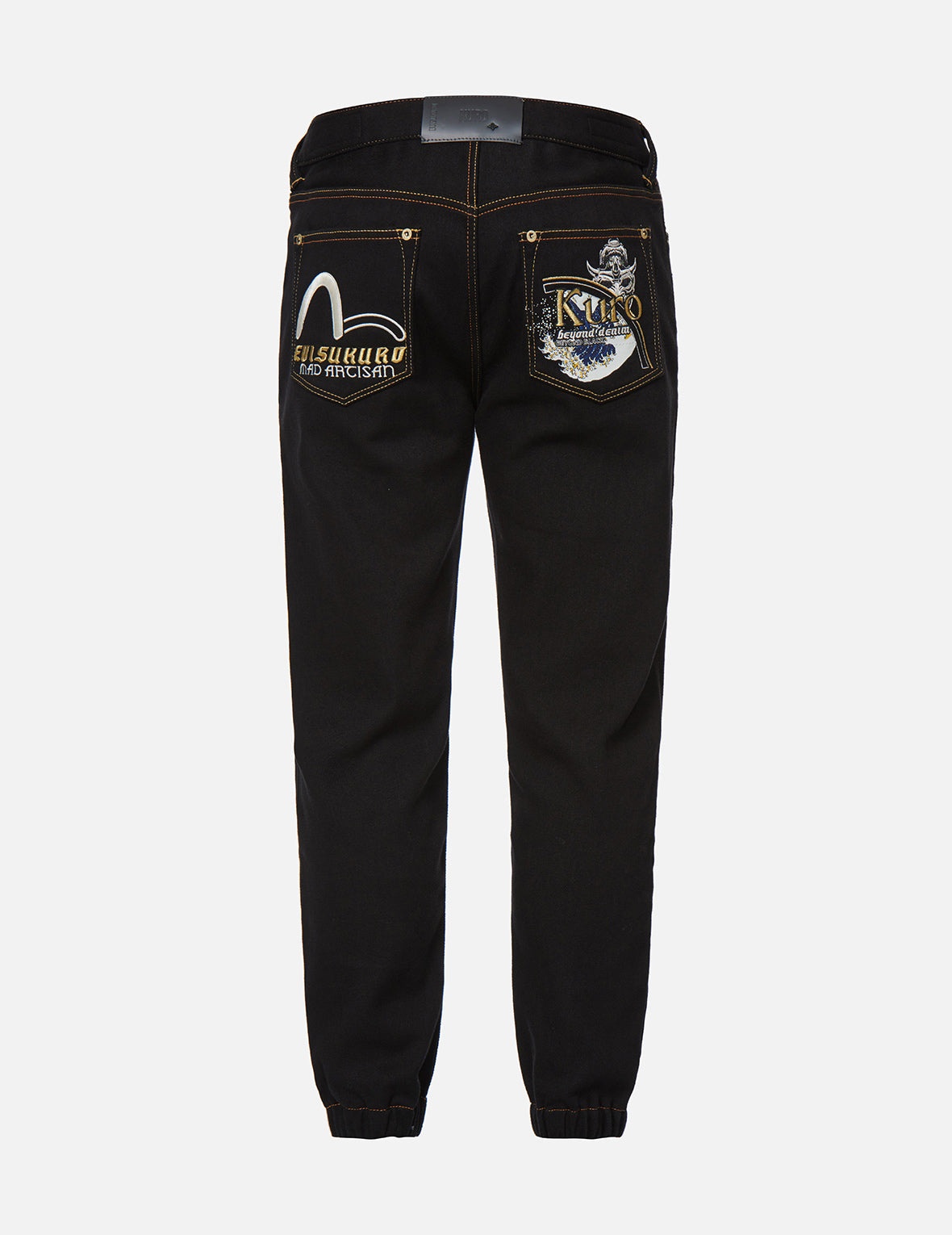 Hannya and The Great Wave Embroidery Denim Jogger Pants - 2