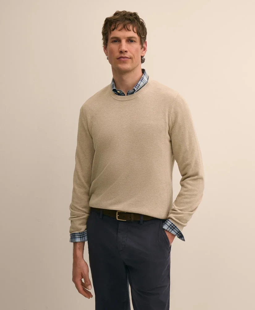 Supima® Cotton Pique Crewneck Sweater - 1