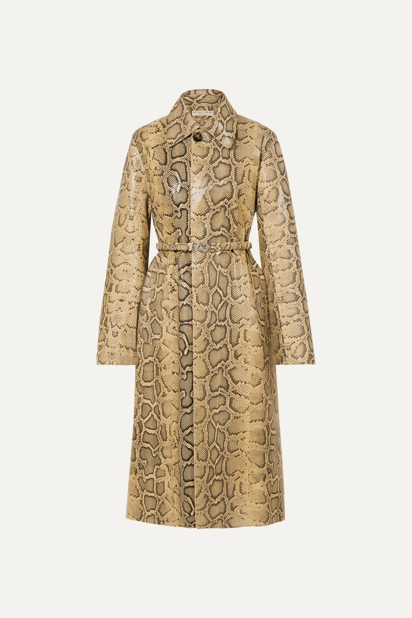 Snake-effect leather trench coat - 1