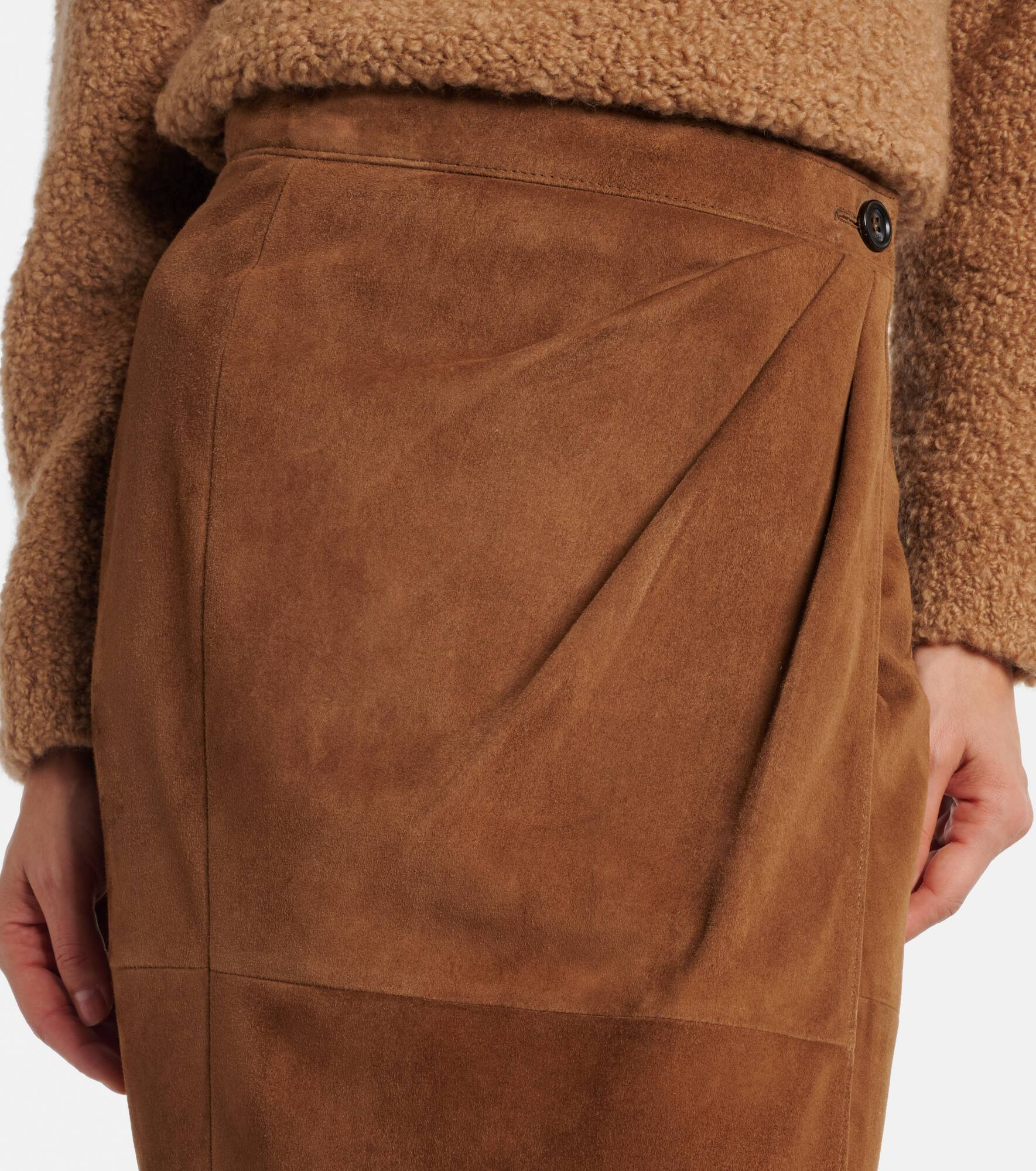 Jerez gathered suede pencil skirt - 4
