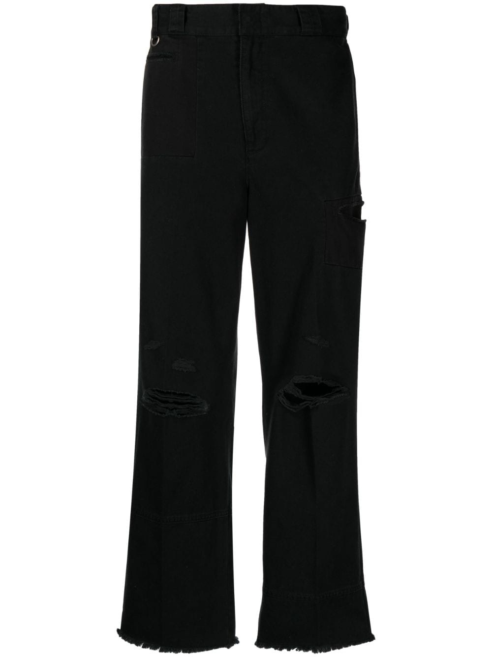 distressed straight-leg jeans - 1