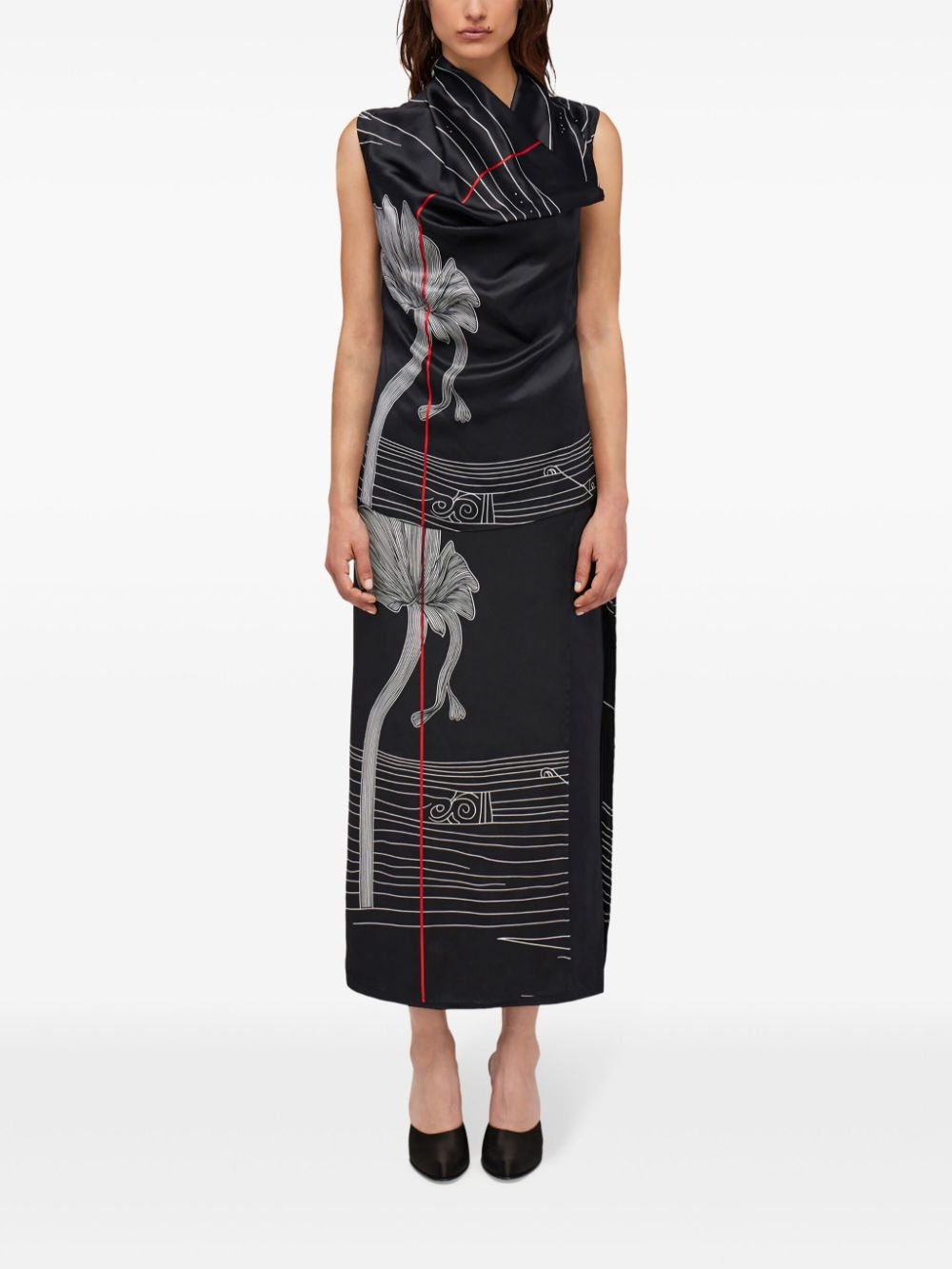 graphic-print silk skirt - 2