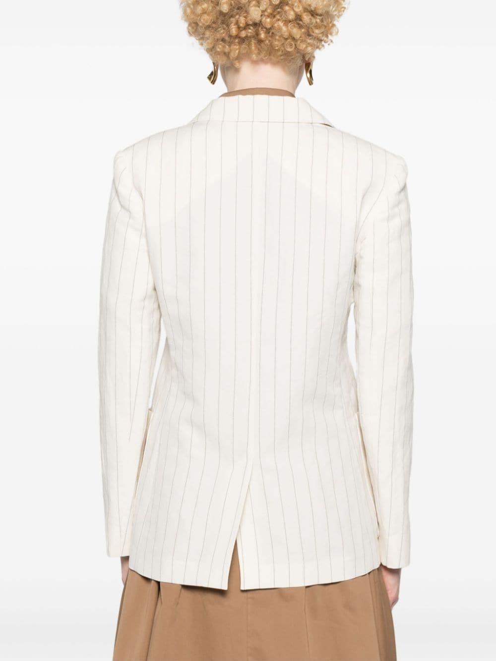single-breasted pinstriped blazer - 4