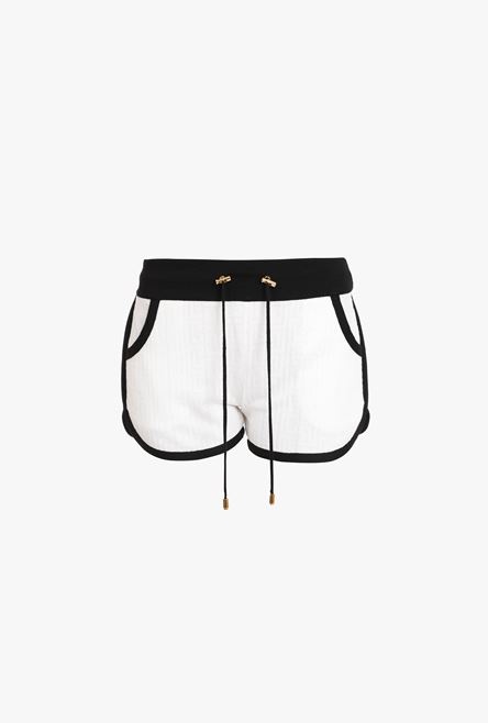 Bicolor wool shorts with embossed Balmain monogram - 1