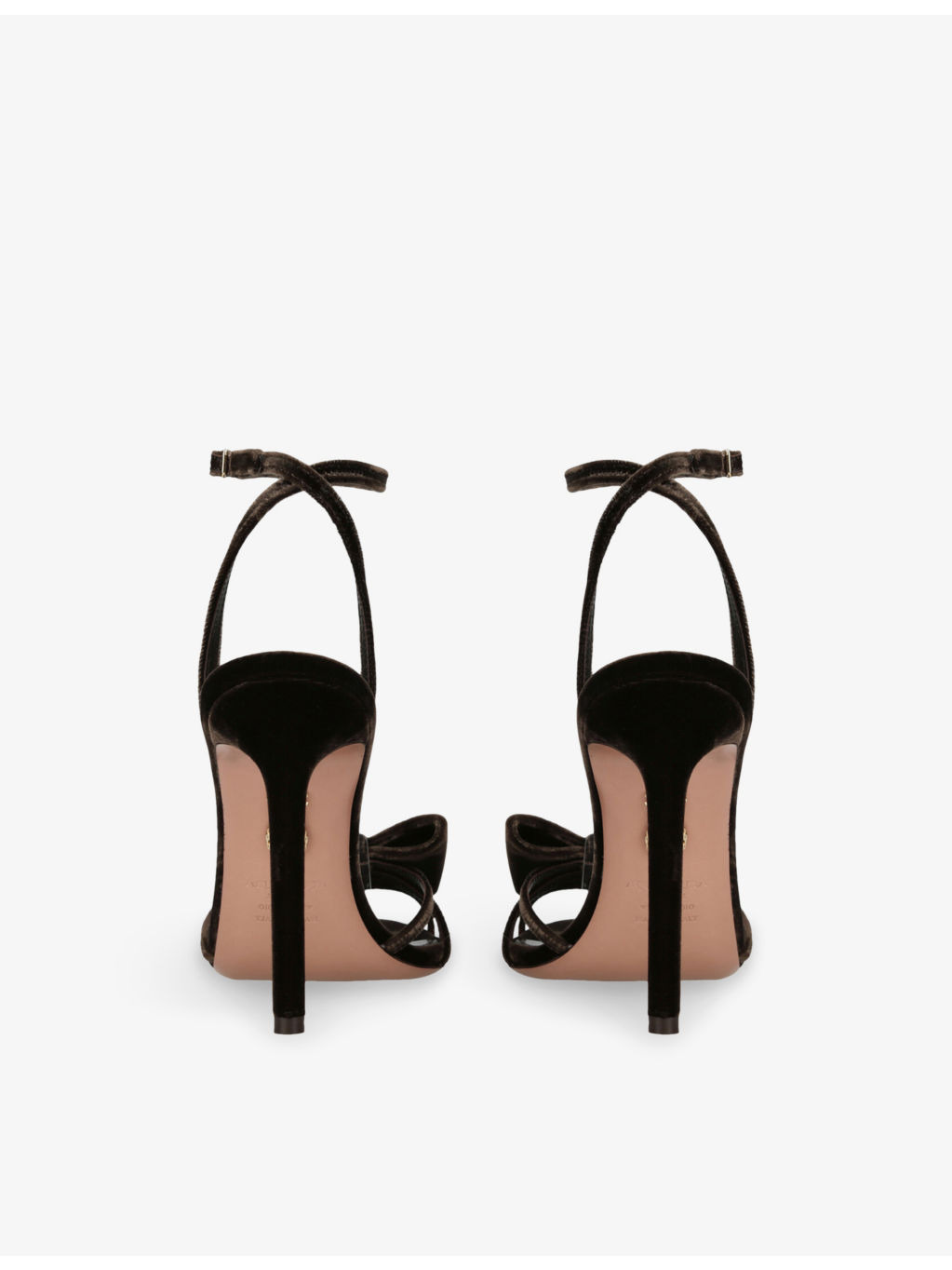 Black Tie Velvet Heeled Sandals - 2