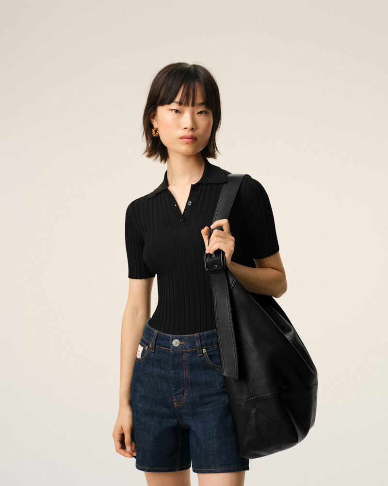 AMI Paris BLACK TAURILLON LEATHER ETIENNE CROSSBODY BAG outlook