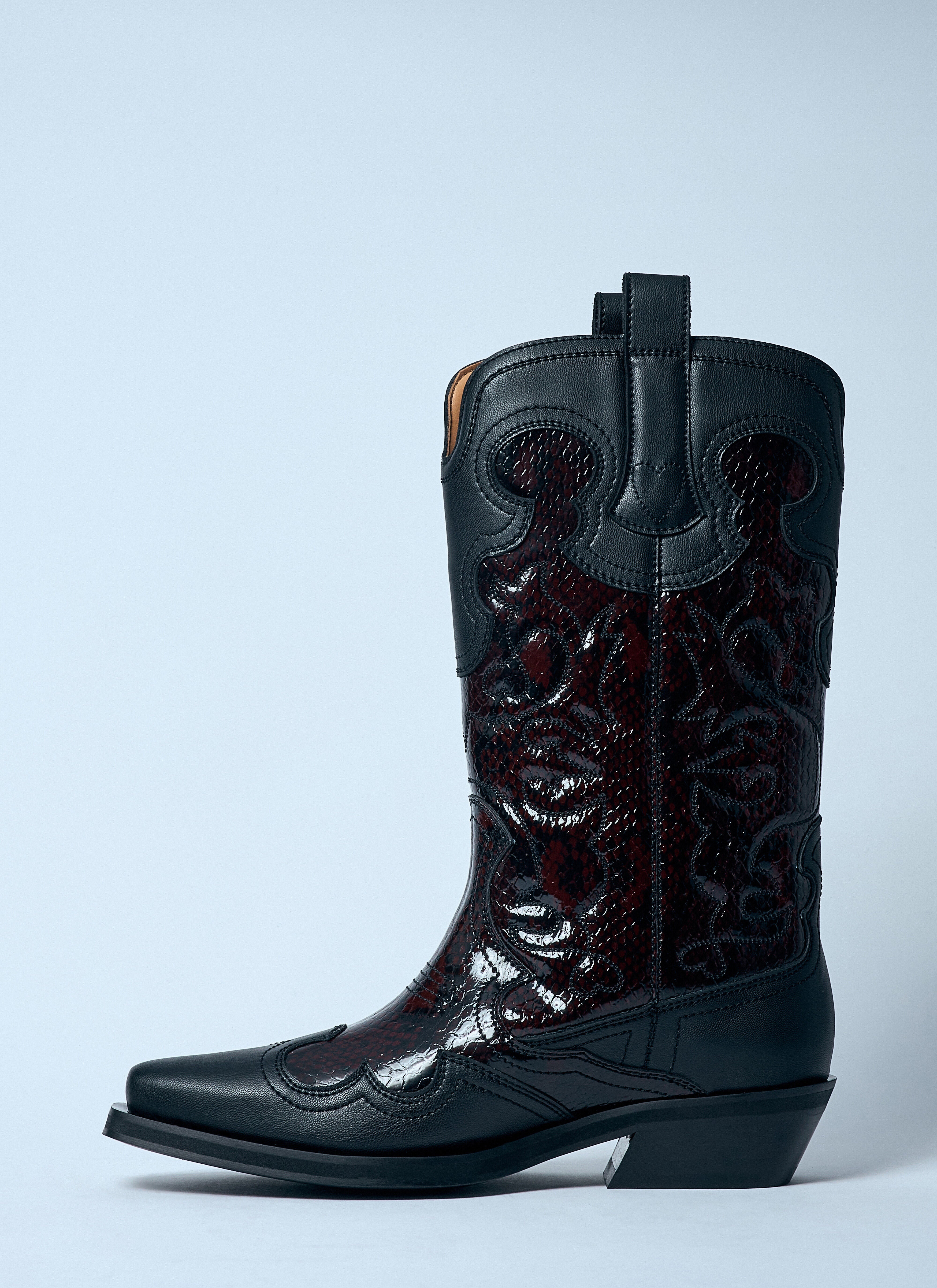 Ganni Women Mid Shaft Embroidered Western Boots - 4