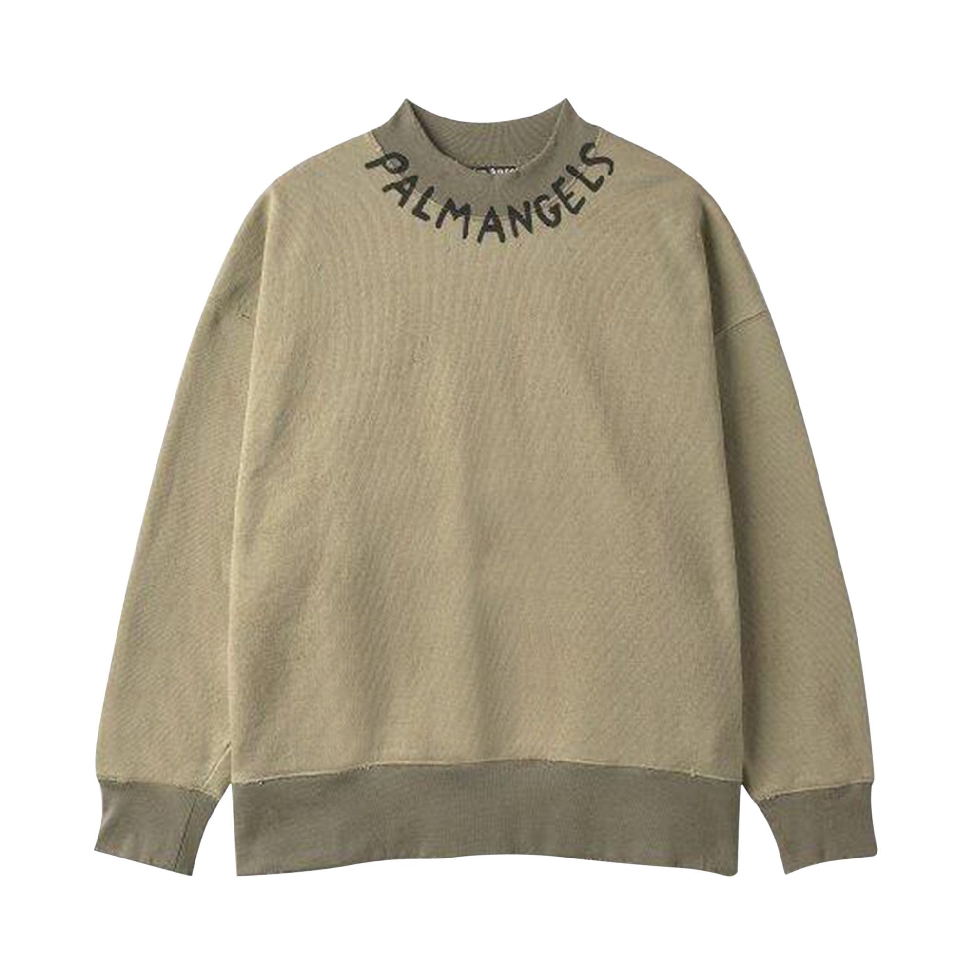 Palm Angels Logo Crewneck Sweatshirt 'Military Green' - 1