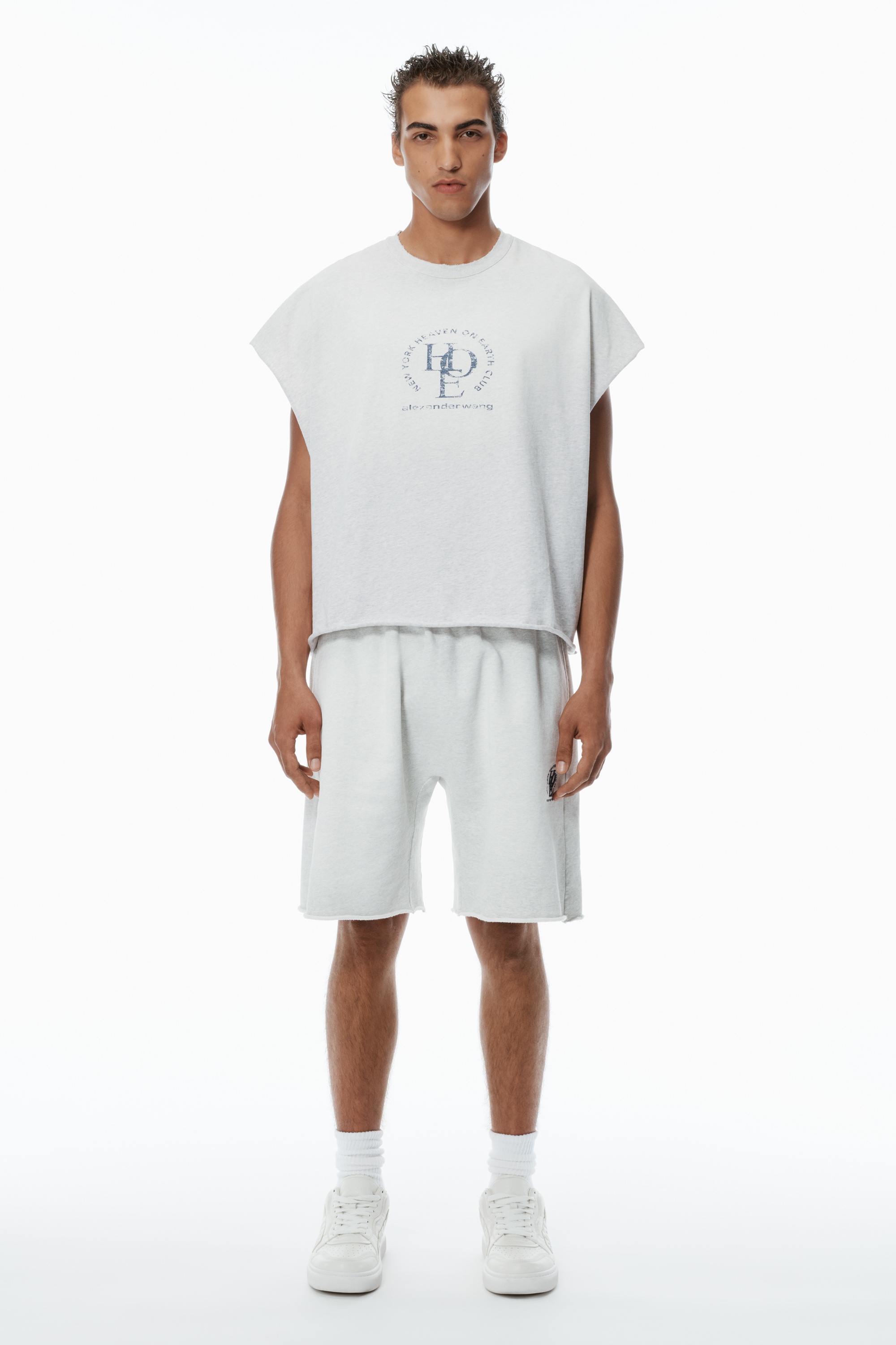 Distressed Logo Cotton Muscle Tee - 5