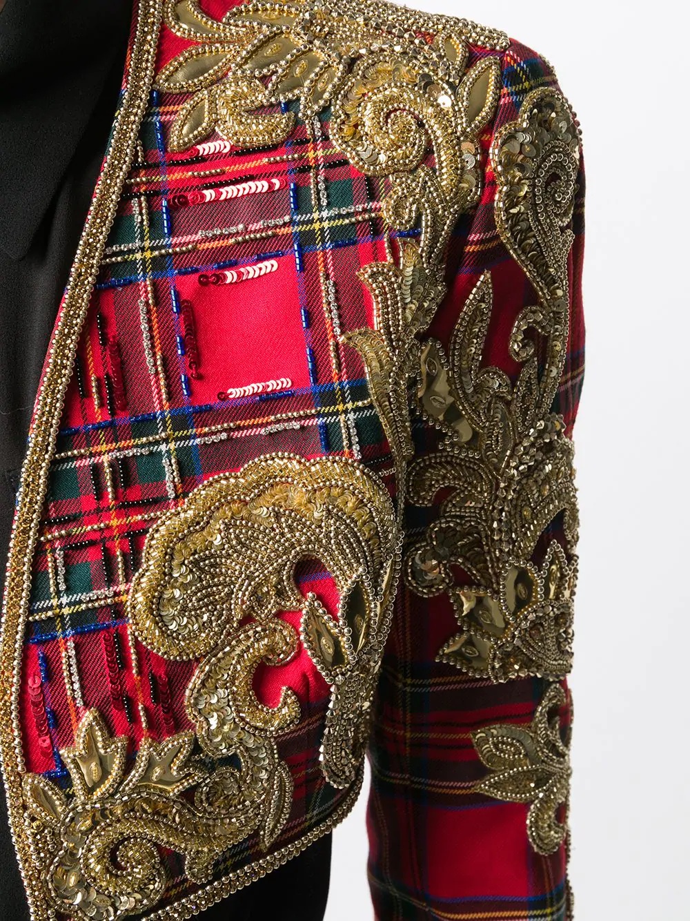 tartan embroidered bolero jacket - 5