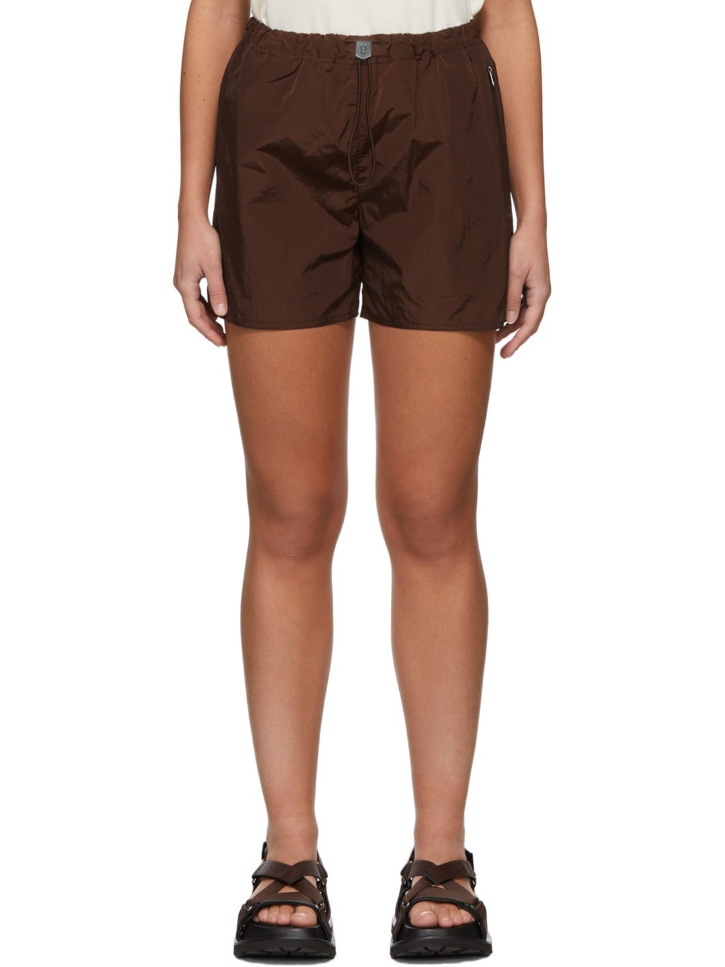 Brown Parachute Shorts - 1