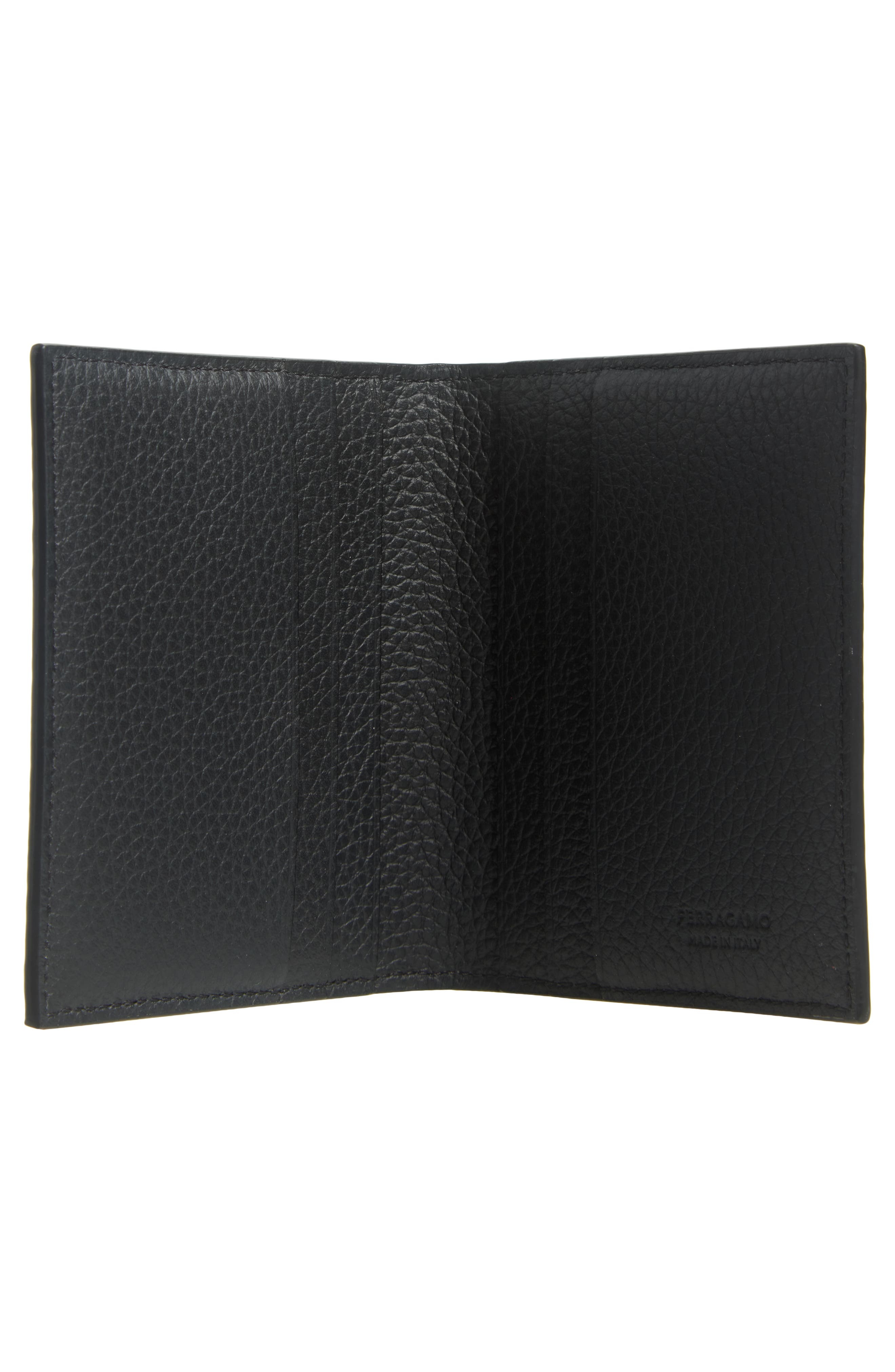 FERRAGAMO Gancio Monogram Vertical Leather Bifold Wallet in Nero/Grigio Flame Red at Nordstrom - 2
